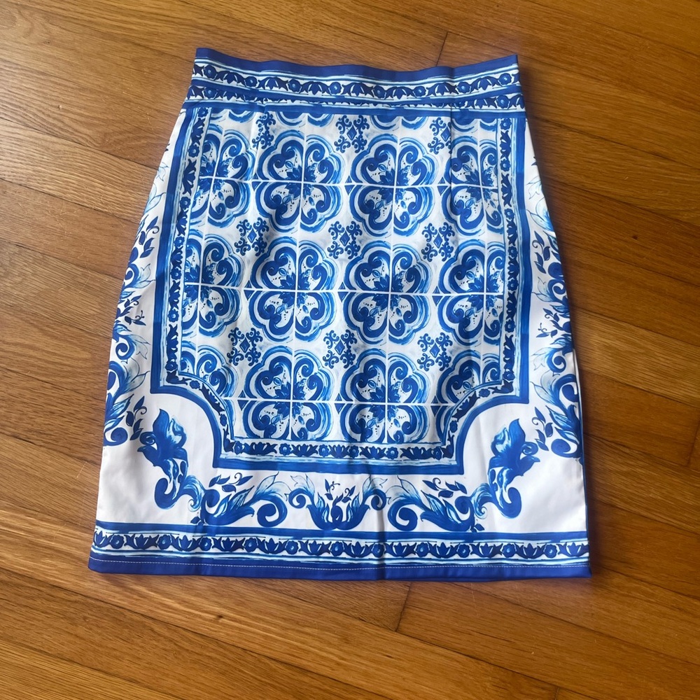 Pretty Blue and White Pattern Skirt